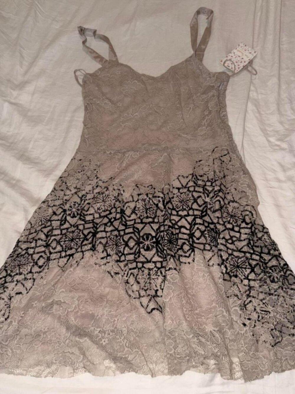 Free People Women's Cream and Tan Dress